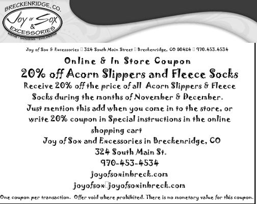 20% off Acorn Slippers & Fleece Socks