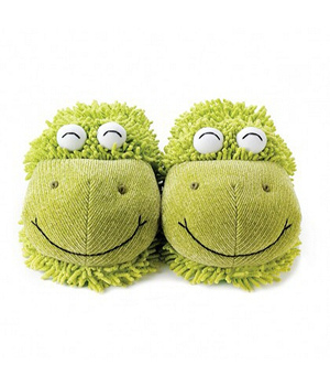 Click for more details on Fuzzy Friend Slippers-Frog Fuzzy Friend Slippers-Frog