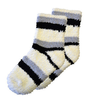 Click for more details on Non-Slip Spa Sock White W Black/Gray Stripes Non-Slip Spa Sock White W Black/Gray Stripes