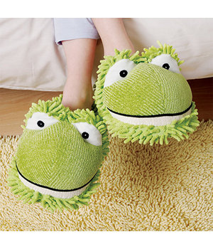 Click for more details on Kids Fuzzy Friend Slippers Frog Kids Fuzzy Friend Slippers Frog