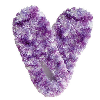 Click for more details on Fuzzy Footie Slippers Lavender White Fuzzy Footie Slippers Lavender White