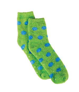 Click for more details on Red Carpet Spa Sock Green with Blue Dots Red Carpet Spa Sock Green with Blue Dots